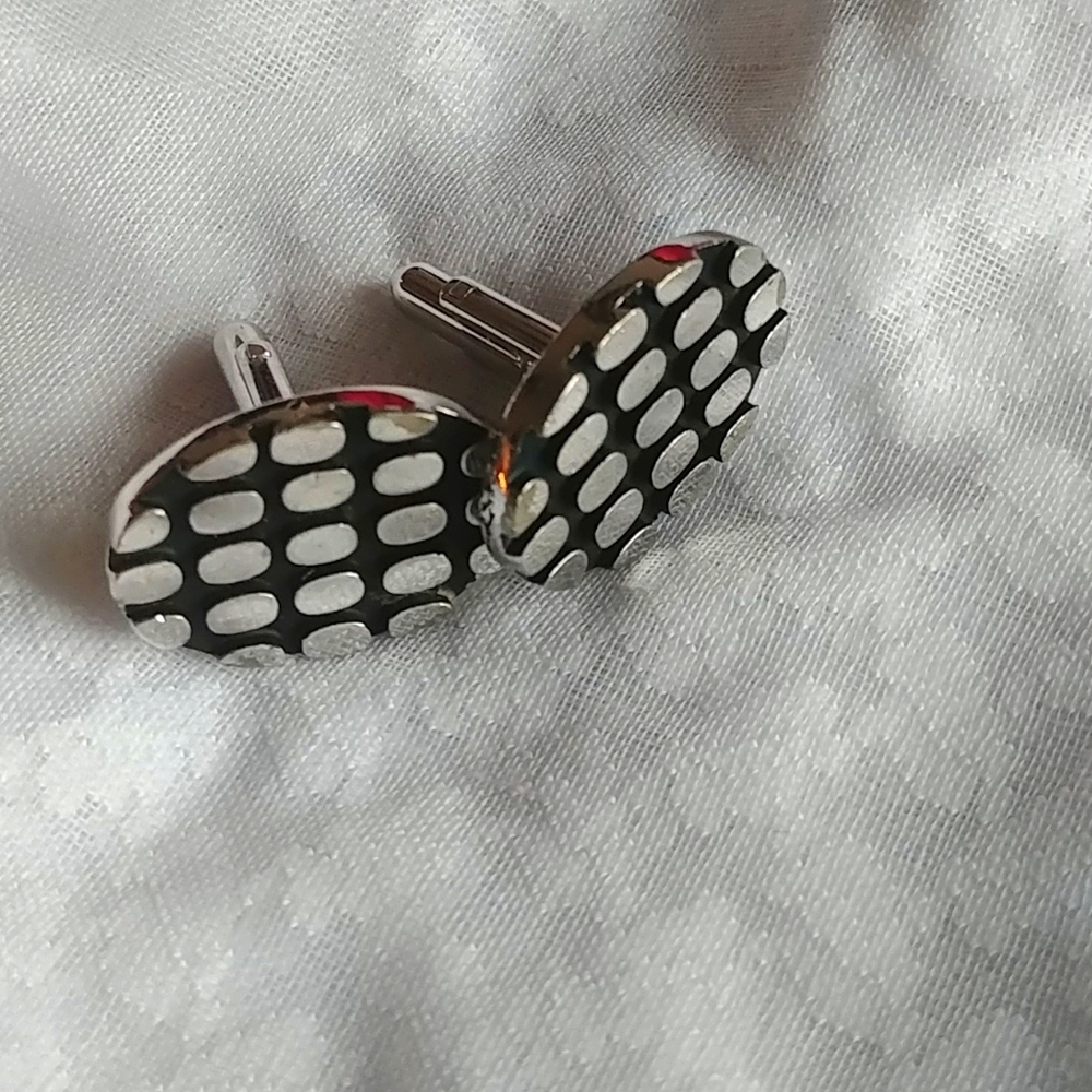 Men's silver and black cufflinks